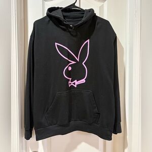 PLAYBOY Black Hoodie with Pink Logo